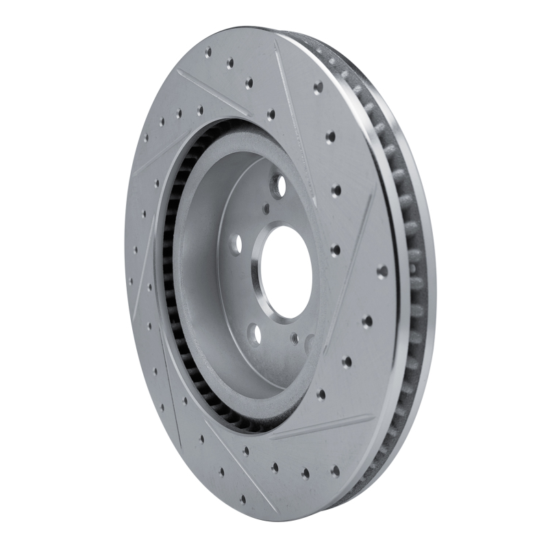 Lexus ES250 Brake Rotor (1) - Front Left - R1 Concepts - Drilled & Slotted - Silver - `18-`25